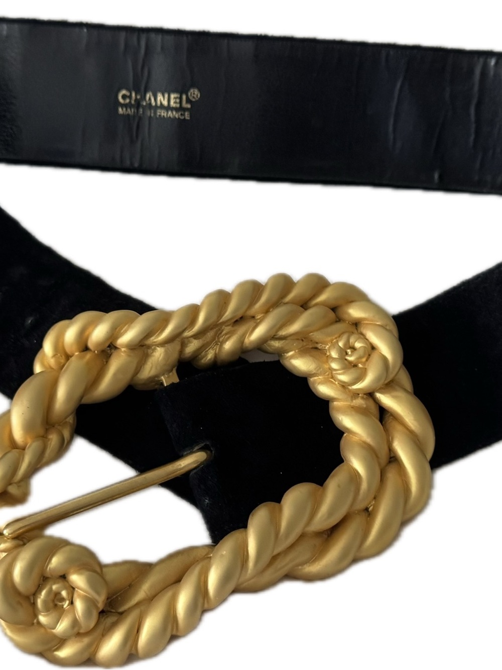 Chanel SS Jumbo XL Twisted Rope Black Suede Belt